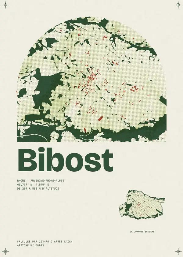 Affiche de Bibost, calculée par 123-fr d'après l'IGN