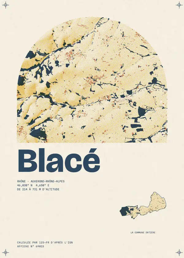 Affiche de Blacé, calculée par 123-fr d'après l'IGN