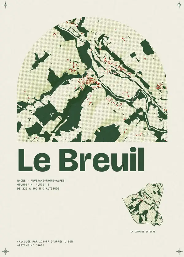 Affiche de Le Breuil, calculée par 123-fr d'après l'IGN