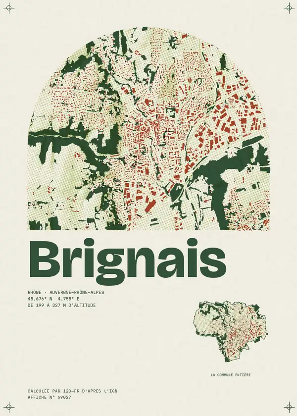 Affiche de Brignais, calculée par 123-fr d'après l'IGN