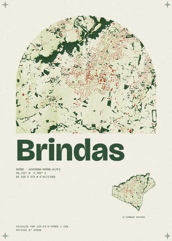 Affiche de Brindas, calculée par 123-fr d'après l'IGN