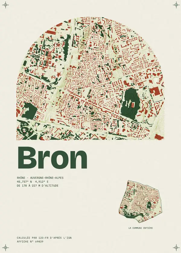 Affiche de Bron, calculée par 123-fr d'après l'IGN