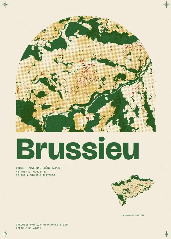 Affiche de Brussieu, calculée par 123-fr d'après l'IGN
