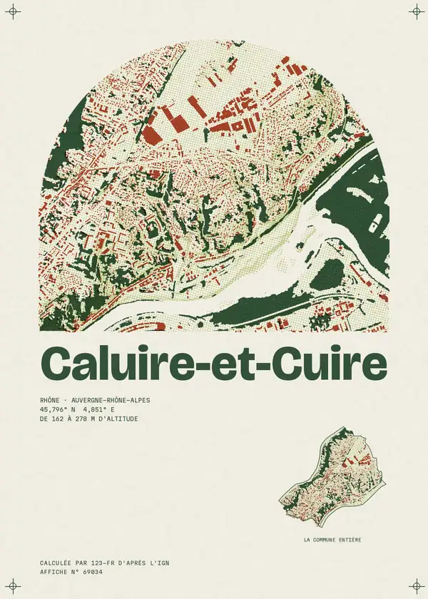 Affiche de Caluire-et-Cuire, calculée par 123-fr d'après l'IGN