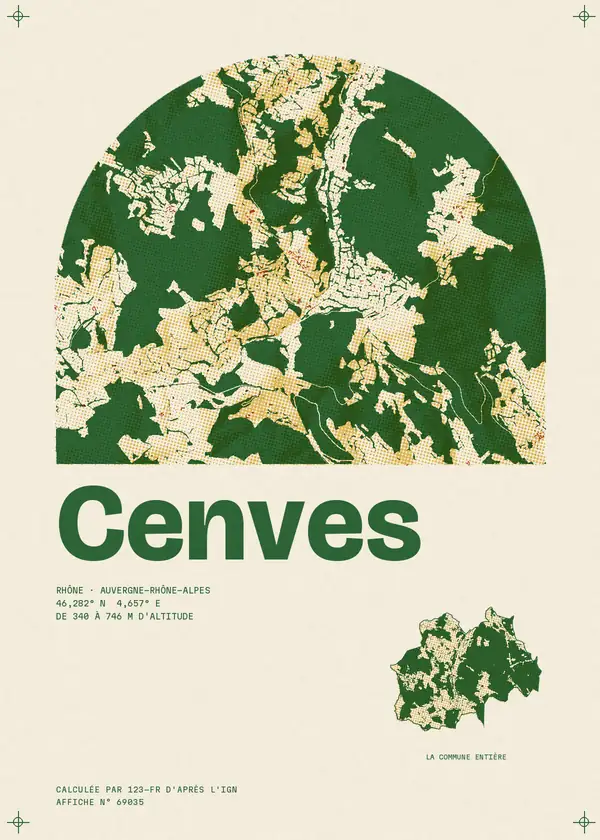 Affiche de Cenves, calculée par 123-fr d'après l'IGN