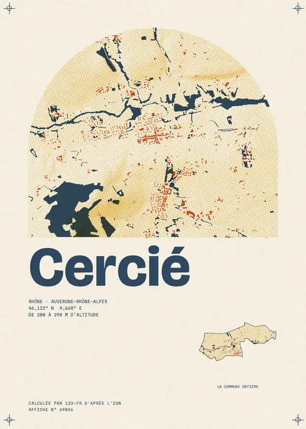 Affiche de Cercié, calculée par 123-fr d'après l'IGN