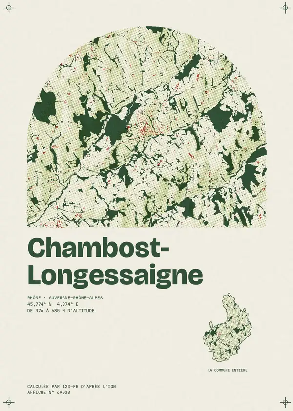 Affiche de Chambost-Longessaigne, calculée par 123-fr d'après l'IGN