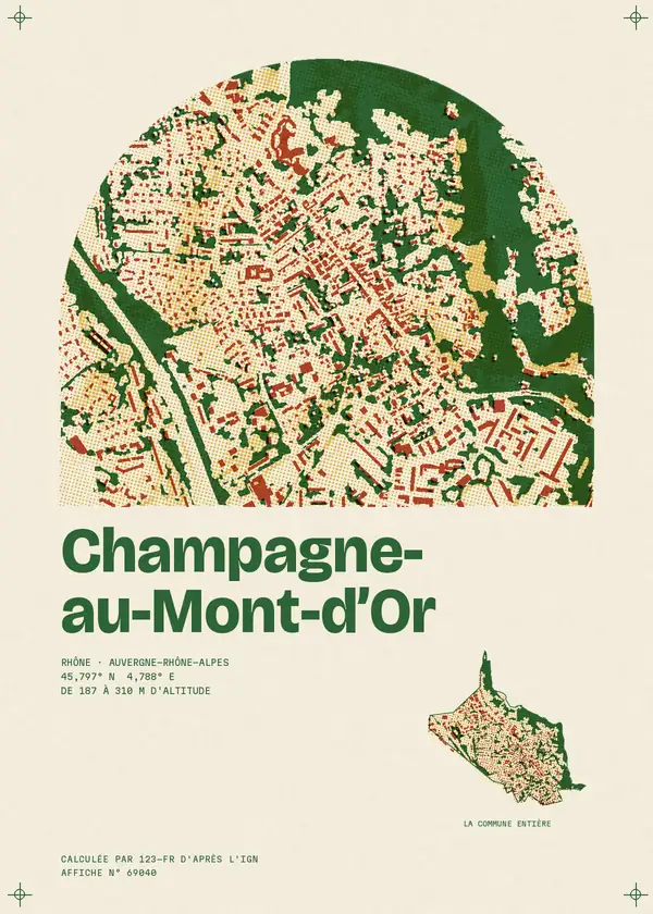 Affiche de Champagne-au-Mont-d'Or, calculée par 123-fr d'après l'IGN