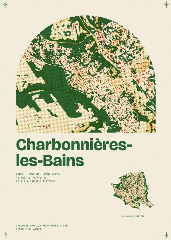 Affiche de Charbonnières-les-Bains, calculée par 123-fr d'après l'IGN