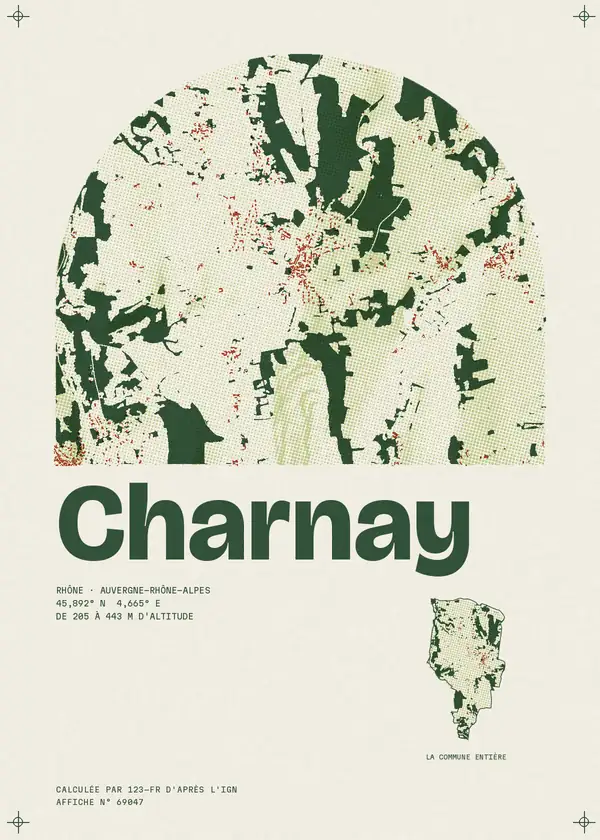 Affiche de Charnay, calculée par 123-fr d'après l'IGN