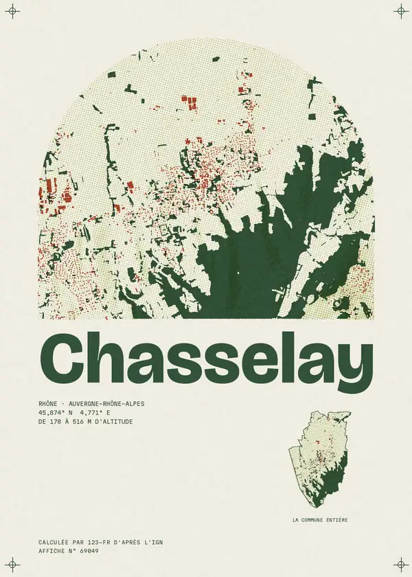 Affiche de Chasselay, calculée par 123-fr d'après l'IGN