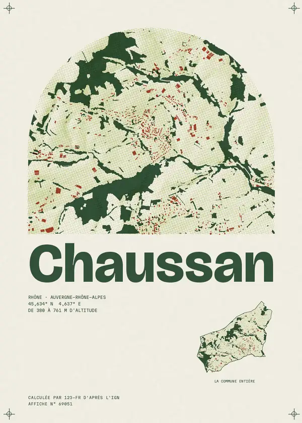 Affiche de Chaussan, calculée par 123-fr d'après l'IGN