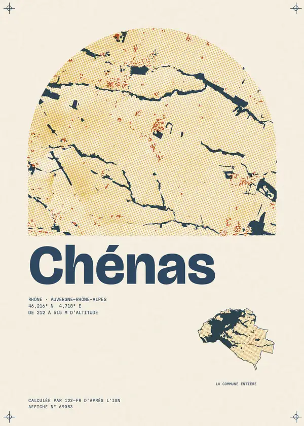 Affiche de Chénas, calculée par 123-fr d'après l'IGN