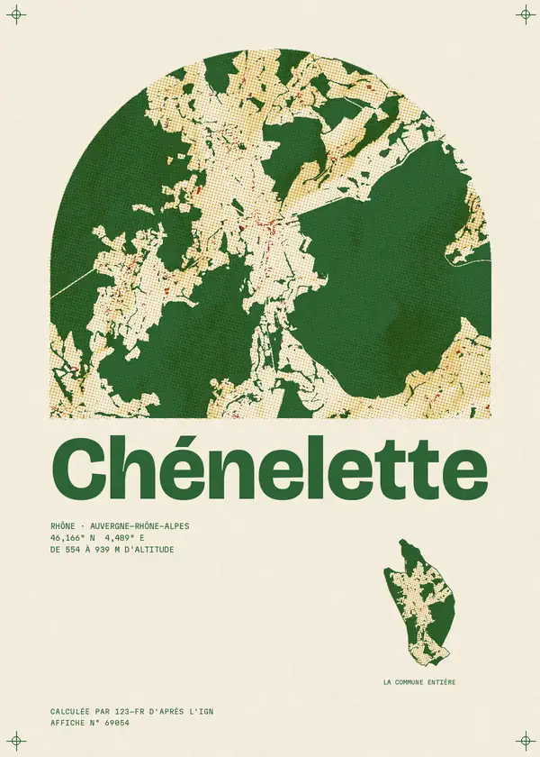 Affiche de Chénelette, calculée par 123-fr d'après l'IGN