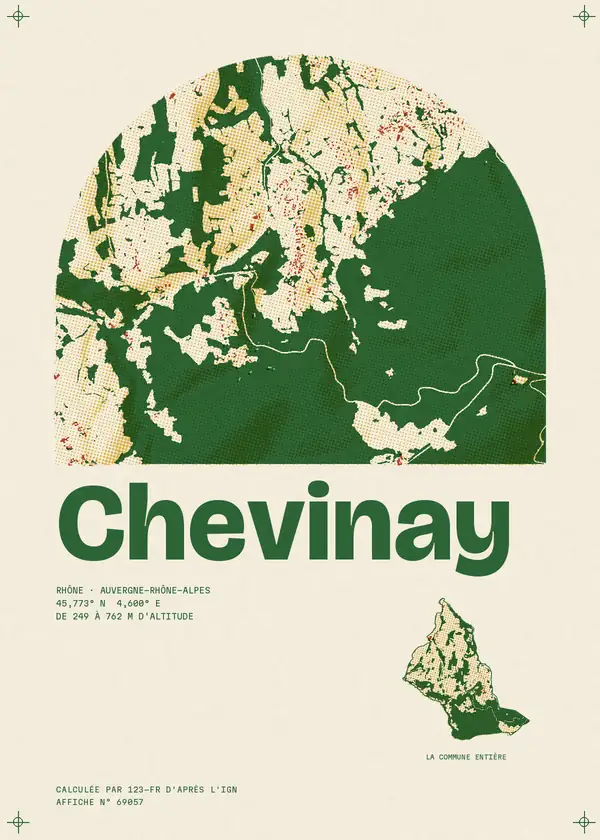Affiche de Chevinay, calculée par 123-fr d'après l'IGN