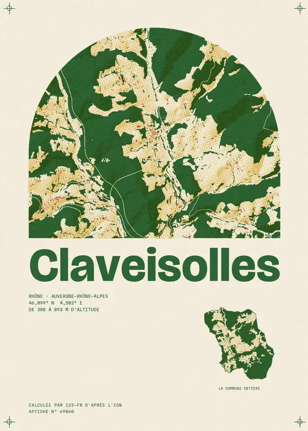 Affiche de Claveisolles, calculée par 123-fr d'après l'IGN