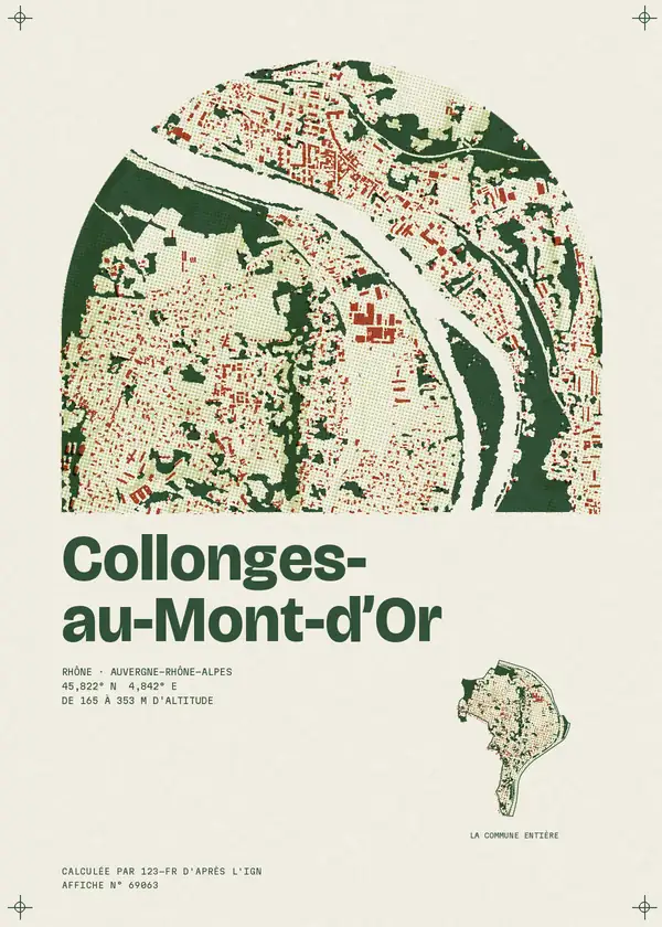 Affiche de Collonges-au-Mont-d'Or, calculée par 123-fr d'après l'IGN