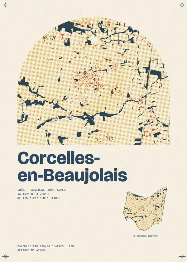 Affiche de Corcelles-en-Beaujolais, calculée par 123-fr d'après l'IGN