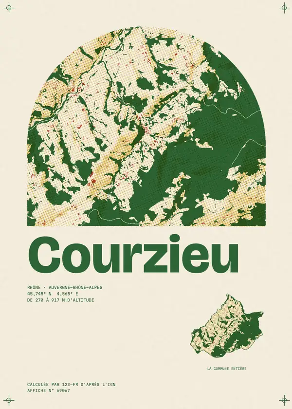 Affiche de Courzieu, calculée par 123-fr d'après l'IGN