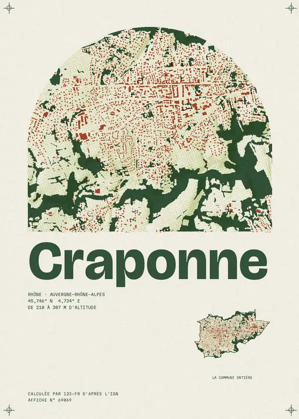 Affiche de Craponne, calculée par 123-fr d'après l'IGN