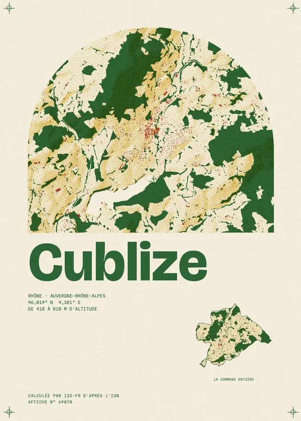 Affiche de Cublize, calculée par 123-fr d'après l'IGN