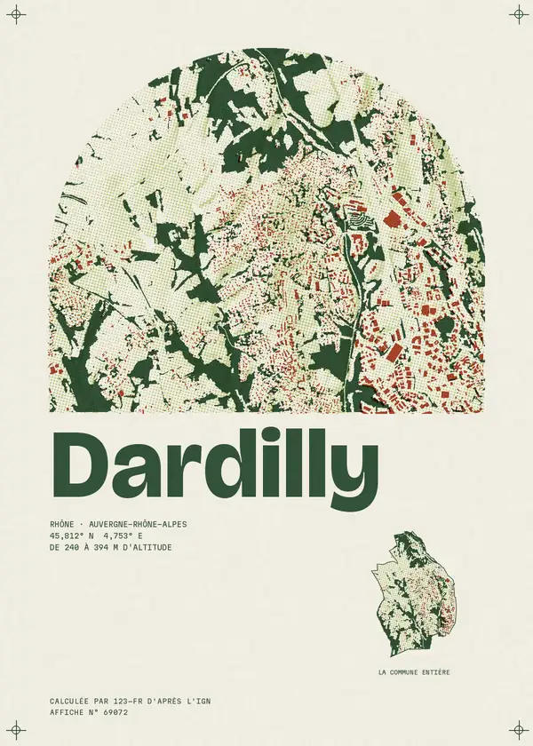 Affiche de Dardilly, calculée par 123-fr d'après l'IGN