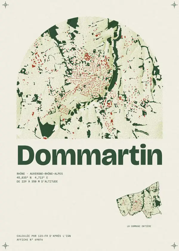 Affiche de Dommartin, calculée par 123-fr d'après l'IGN
