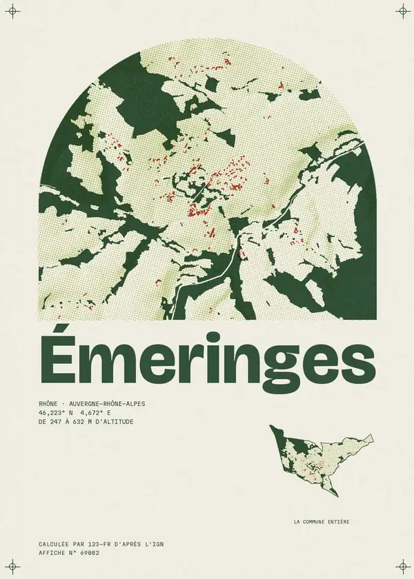 Affiche de Émeringes, calculée par 123-fr d'après l'IGN