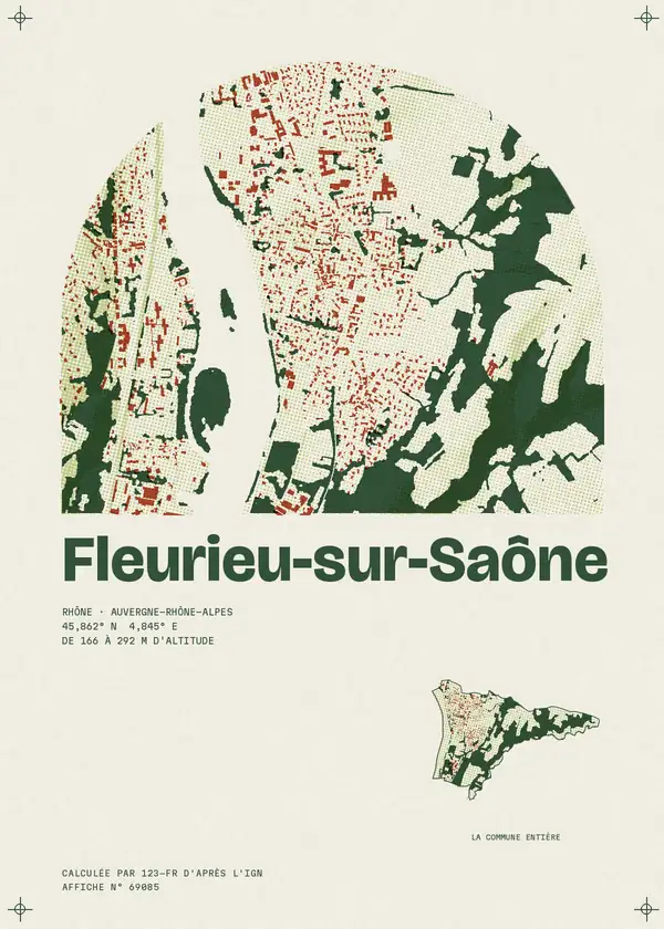 Affiche de Fleurieu-sur-Saône, calculée par 123-fr d'après l'IGN