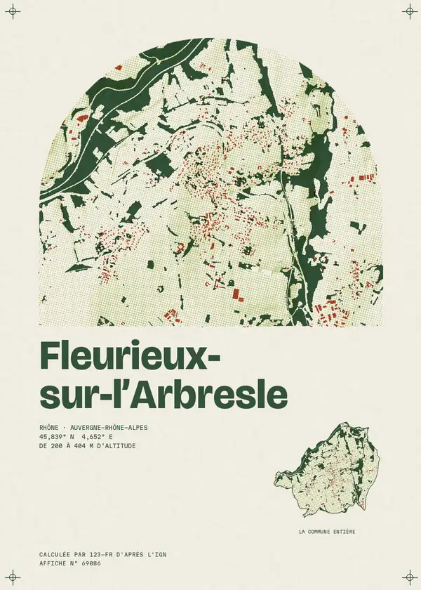 Affiche de Fleurieux-sur-l'Arbresle, calculée par 123-fr d'après l'IGN
