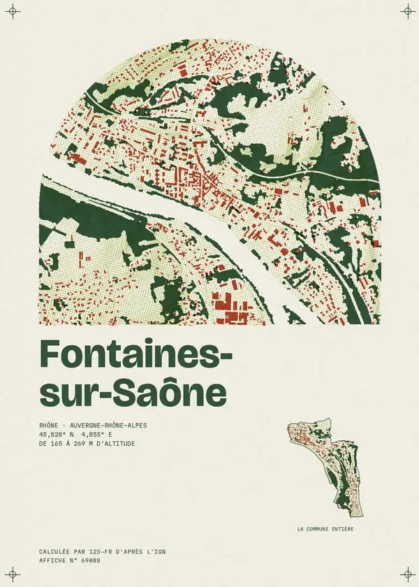 Affiche de Fontaines-sur-Saône, calculée par 123-fr d'après l'IGN