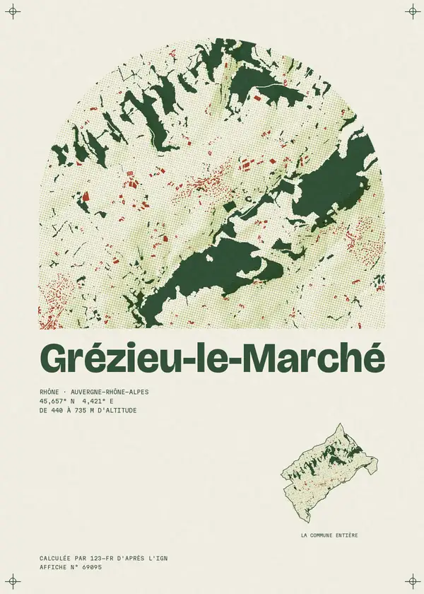 Affiche de Grézieu-le-Marché, calculée par 123-fr d'après l'IGN
