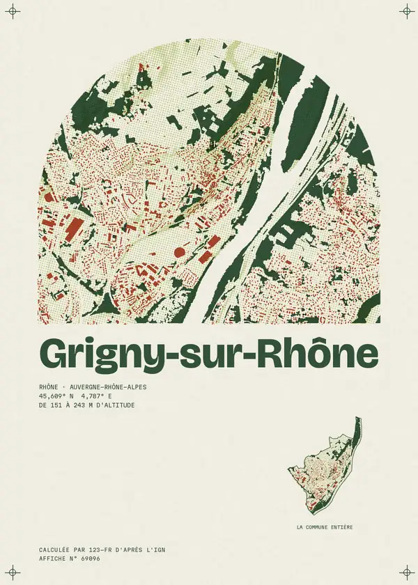 Affiche de Grigny-sur-Rhône, calculée par 123-fr d'après l'IGN