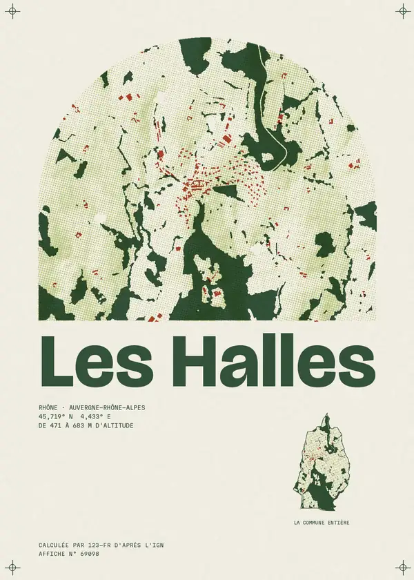 Affiche de Les Halles, calculée par 123-fr d'après l'IGN