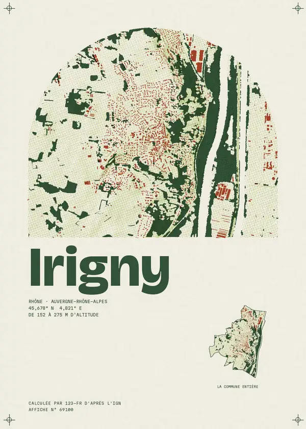 Affiche de Irigny, calculée par 123-fr d'après l'IGN
