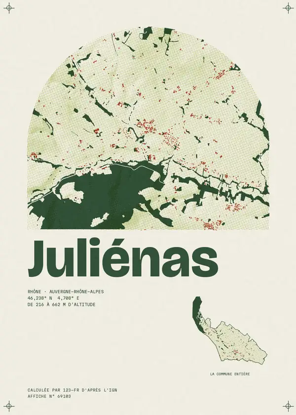 Affiche de Juliénas, calculée par 123-fr d'après l'IGN