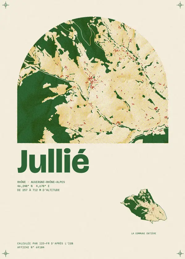 Affiche de Jullié, calculée par 123-fr d'après l'IGN