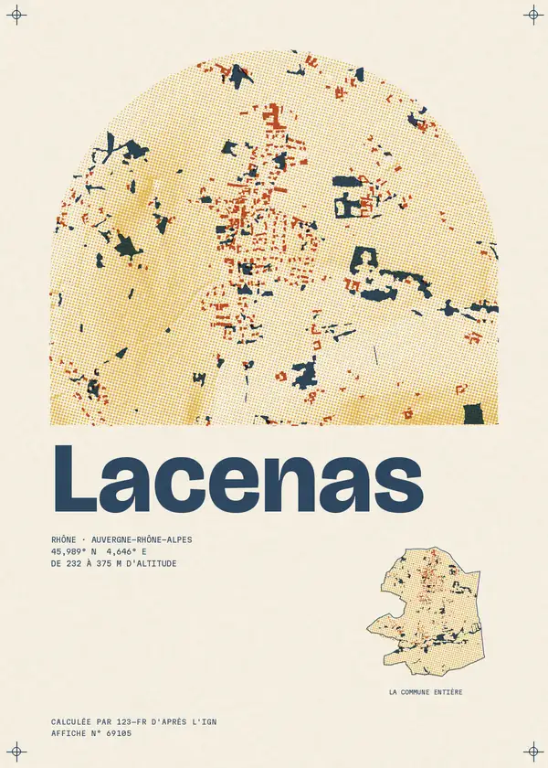 Affiche de Lacenas, calculée par 123-fr d'après l'IGN