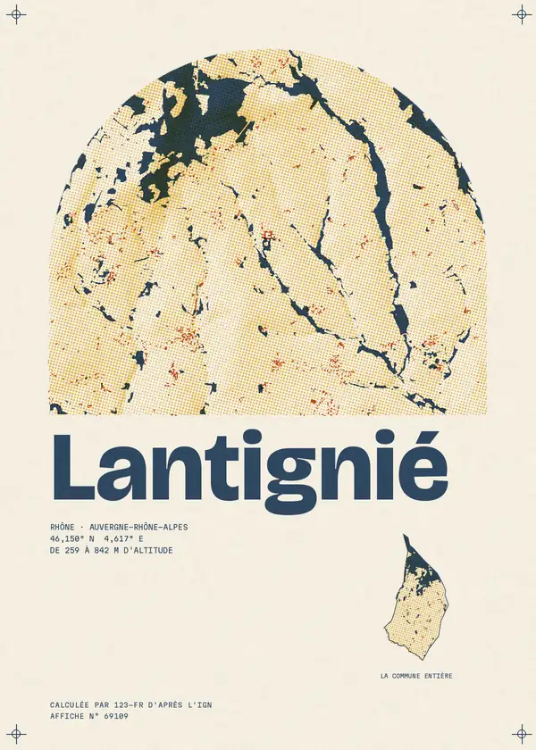 Affiche de Lantignié, calculée par 123-fr d'après l'IGN