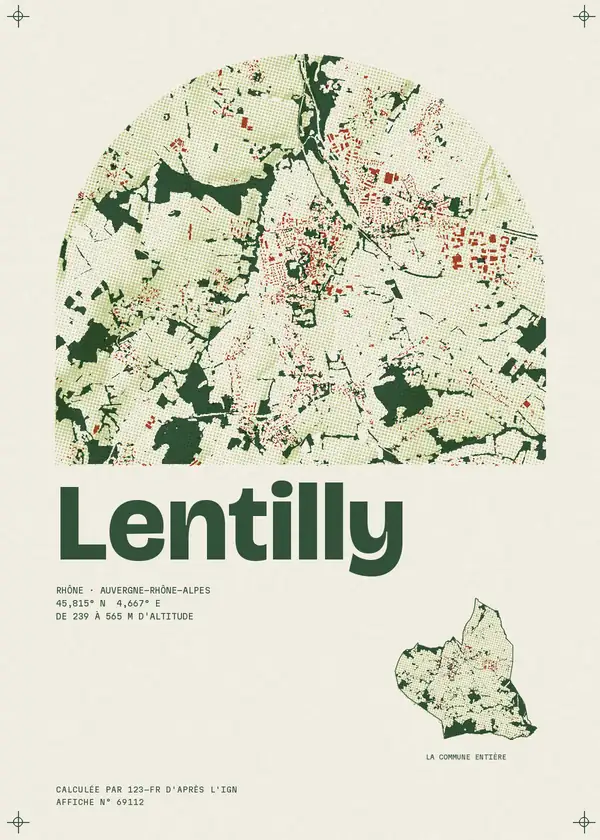 Affiche de Lentilly, calculée par 123-fr d'après l'IGN