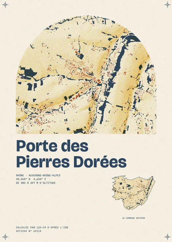 Affiche de Porte des Pierres Dorées, calculée par 123-fr d'après l'IGN