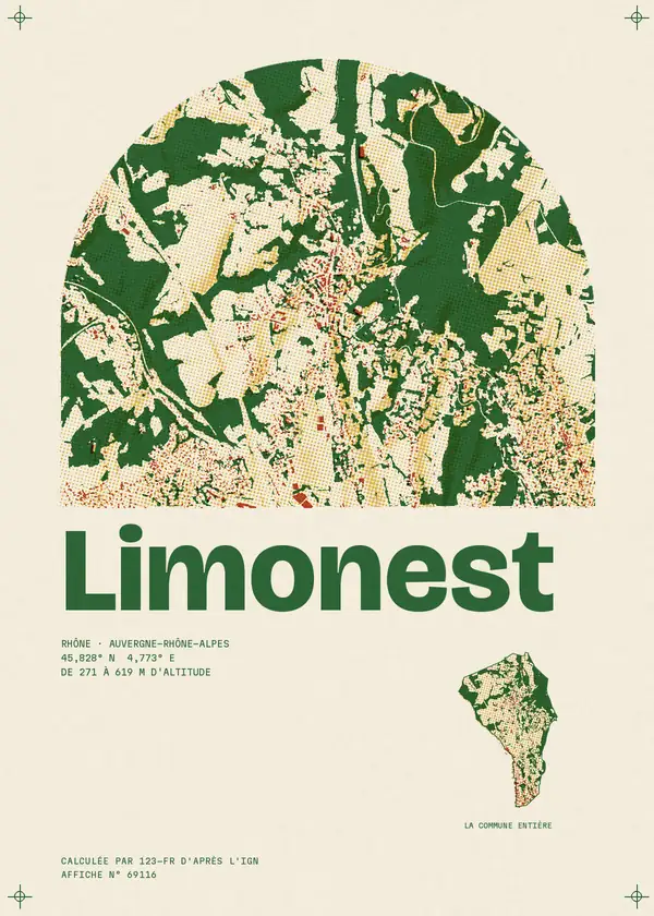 Affiche de Limonest, calculée par 123-fr d'après l'IGN