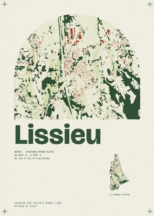Affiche de Lissieu, calculée par 123-fr d'après l'IGN
