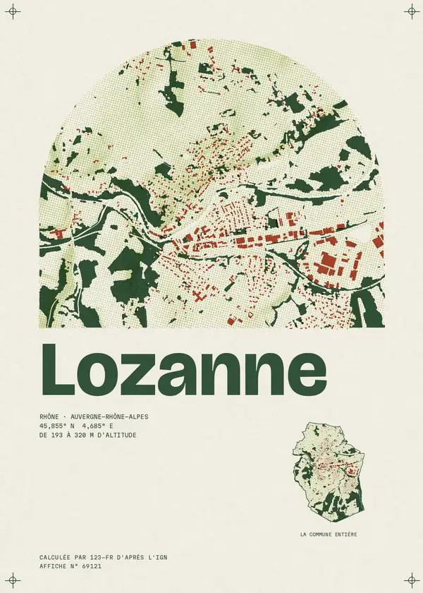 Affiche de Lozanne, calculée par 123-fr d'après l'IGN