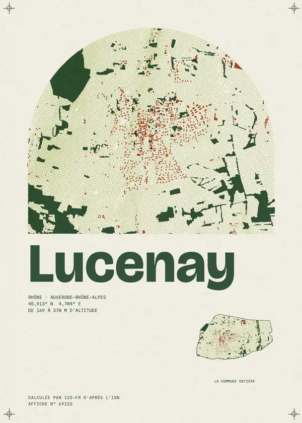 Affiche de Lucenay, calculée par 123-fr d'après l'IGN