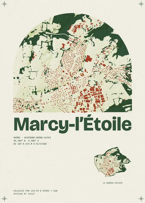 Affiche de Marcy-l'Étoile, calculée par 123-fr d'après l'IGN