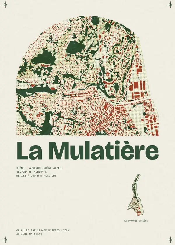 Affiche de La Mulatière, calculée par 123-fr d'après l'IGN