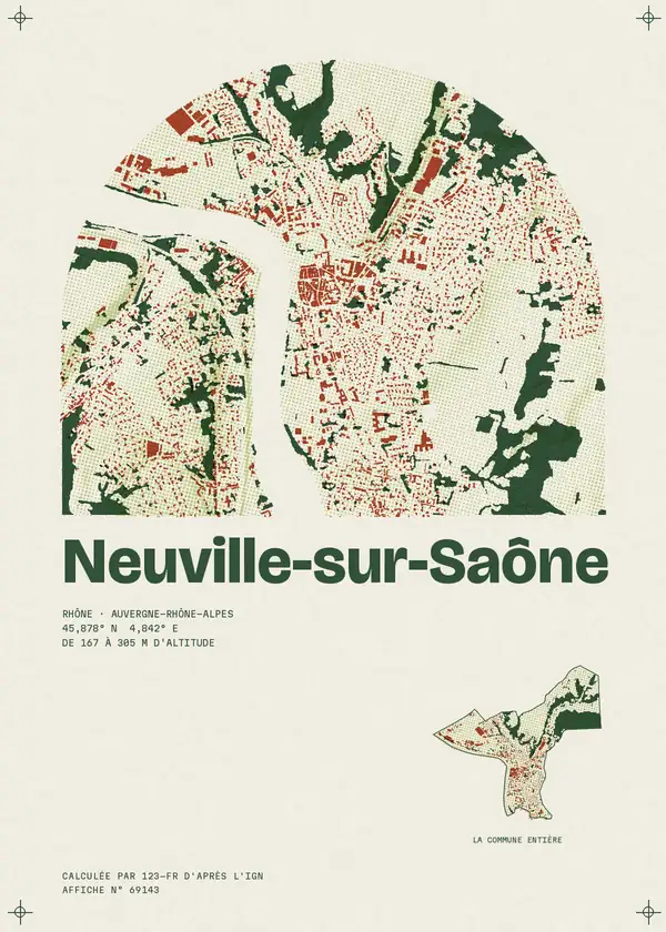 Affiche de Neuville-sur-Saône, calculée par 123-fr d'après l'IGN