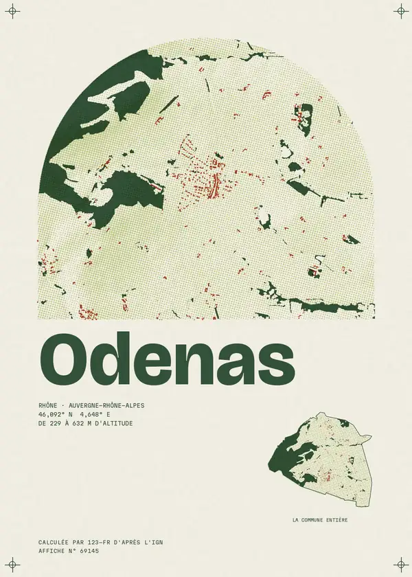 Affiche de Odenas, calculée par 123-fr d'après l'IGN