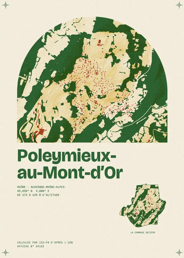 Affiche de Poleymieux-au-Mont-d'Or, calculée par 123-fr d'après l'IGN